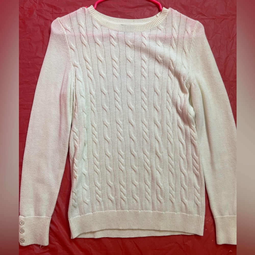 white beautiful knitted sweater fun Talbots